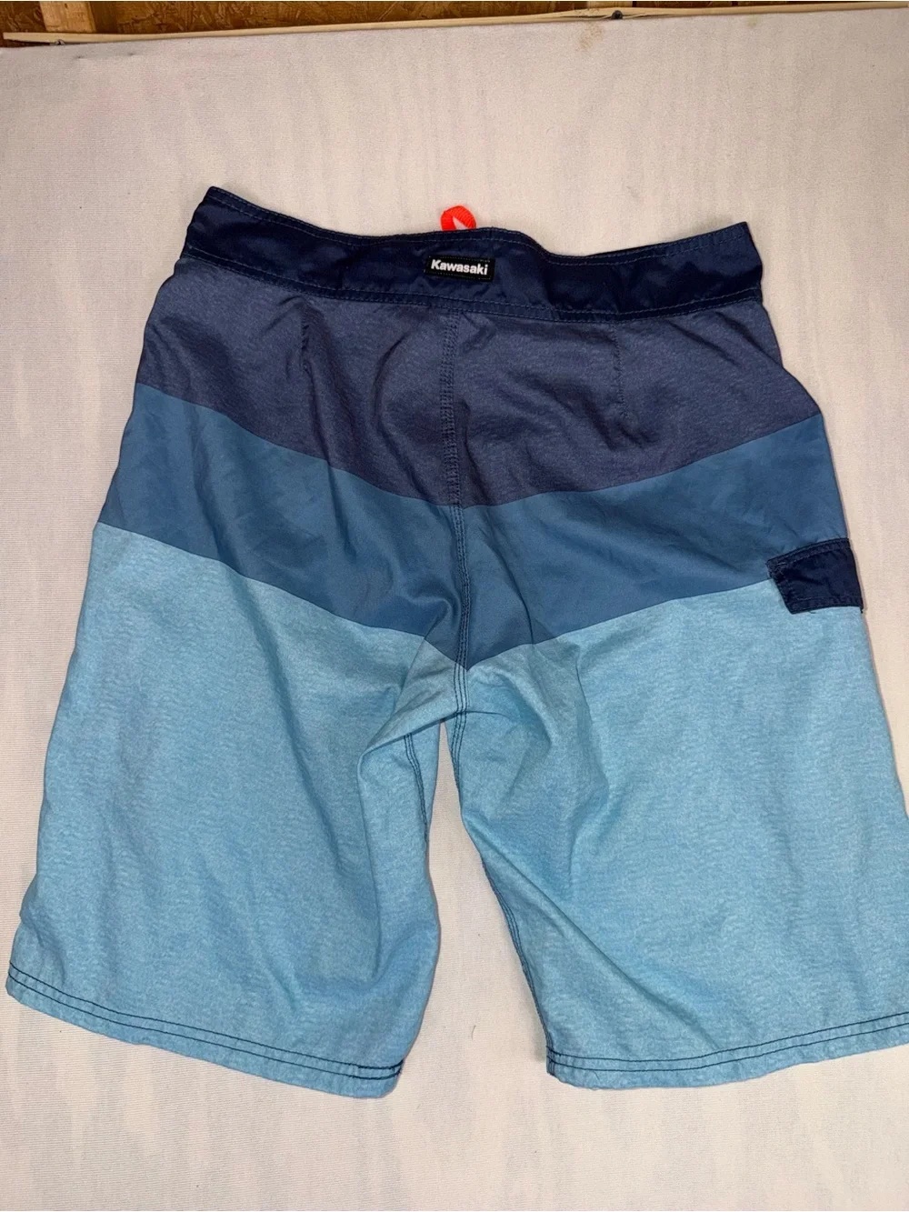 Kawasaki Men's Colorblock Board Shorts Blue with Orange Drawstring Size: Medium